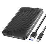 Carcasa Disco Duro 2,5", 5Gbps USB 3.0. Para HDD SSD SATA I/II/III de 7mm y 9.5mm de Altura con Cable USB, Sopporta UASP, Trim