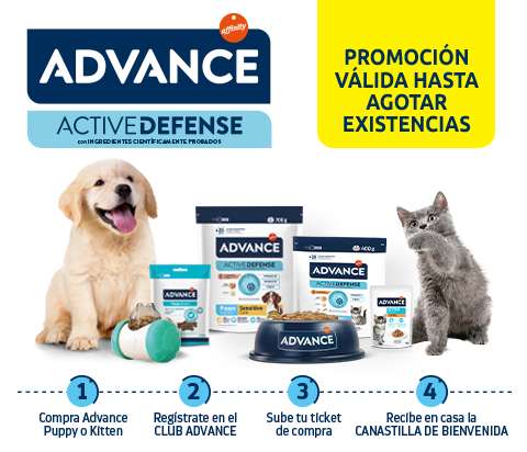 Canastilla gratis Advance para tu cachorro o gatito por la compra de cualquier producto Advance Puppy o Kitten