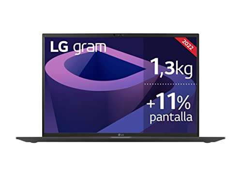 Portátil LG gram 17Z90Q 17" IPS con i7 12ª gen, 32GB RAM, 1TB SSD, W11H, 1,3 KG, Iris Xe