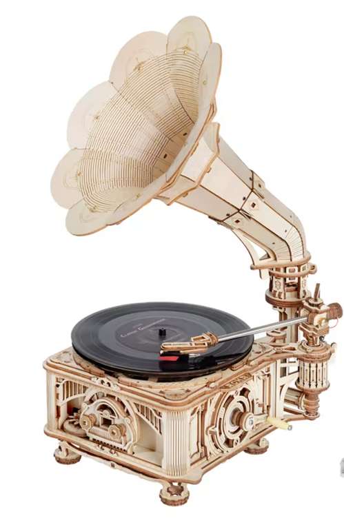 Gramáfono DIY puzzle 3D, incluye disco de música - Robotime