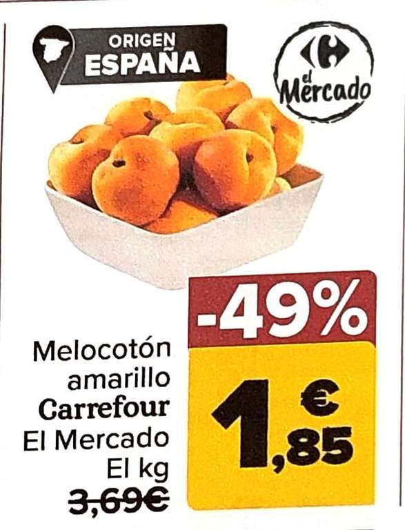 Melocotón amarillo origen España a 1,85€/kg - (Carrefour)