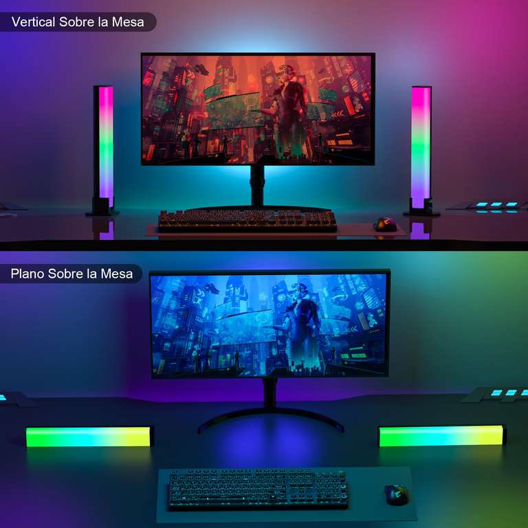 2 x Barras Luz LED RGB, efectos iluminación, musical, APP, control remoto