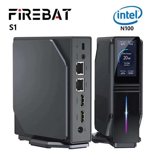 FIREBAT-Mini PC S1 12th Alder Lake N100, 16GB, 512GB, DDR4, MiniPC WiFi5, BT4.2, RGB, Windows 11