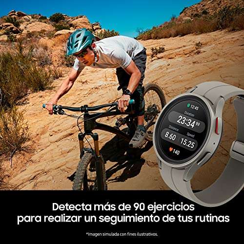 Samsung Galaxy Watch5 Pro, Reloj Inteligente, Monitorización de la Salud, Seguimiento Deportivo, Bluetooth, 45 mm, Titanio Gris