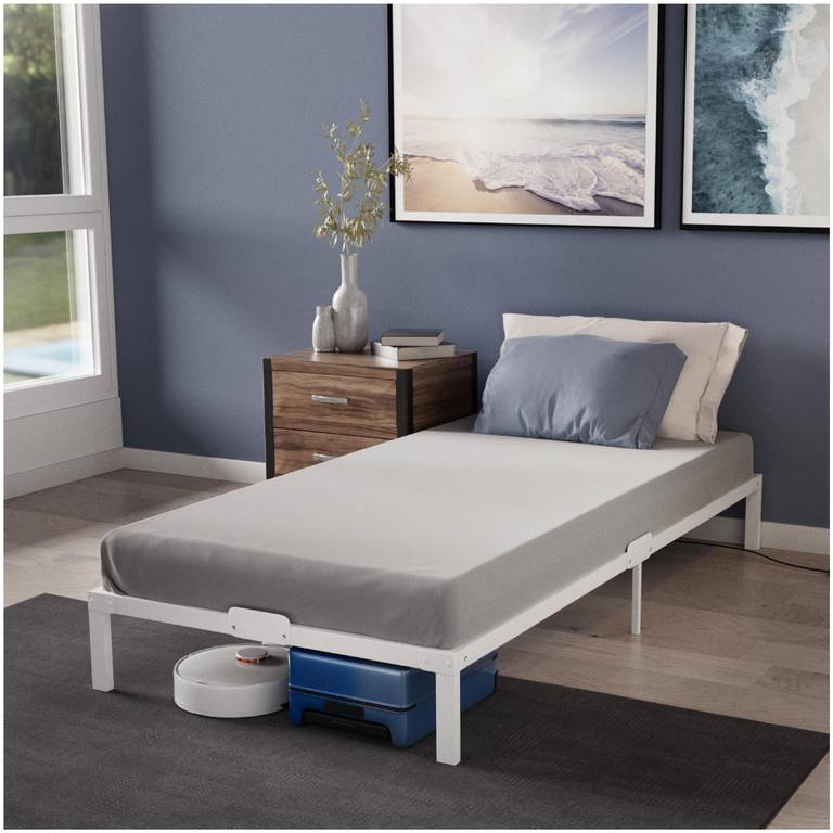Dreamzie Cama de Metal 90×190 con Somier Blanco – Altura de 35 cm – Somier 90×190 con Patas