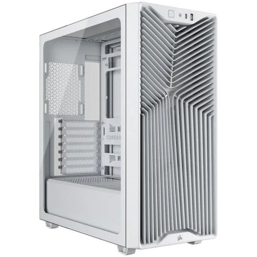Corsair 3200D RS - Caja ATX, Incluye 3 ventiladores RS120 PWM, 120mm, Cristal Templado, 3 Filtros AntiPolvo, USB 3.2, USB-C, Blanca