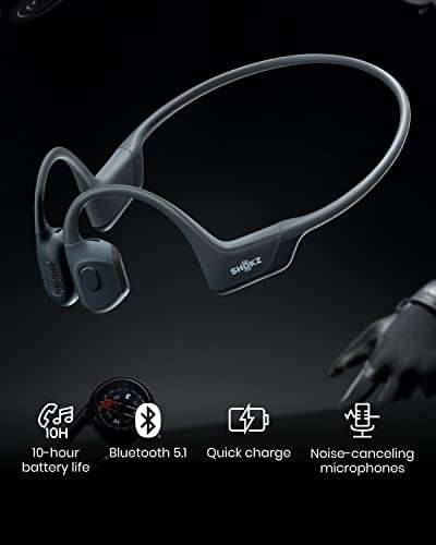 SHOKZ OpenRun Pro, Auriculares Conduccion Osea,Diseño Open-Ear,Auriculares Inalambricos Deportivos,Bluetooth 5.1, 10h Duración Batería