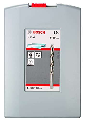 Bosch 2 608 587 013 - Set de 19 brocas para metal ProBox HSS-G, DIN 338, 135° - 1-10 mm (pack de 19