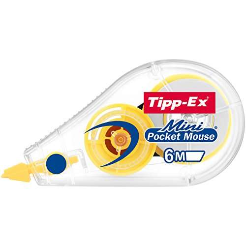 Tipp-Ex Mini Pocket Mouse Cinta Correctora – 6 m x 5 mm, Colores Surtidos, Caja de 10 Unidades