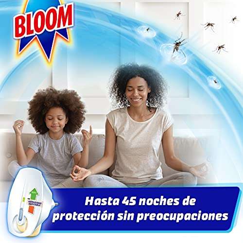 Bloom Insecticida Eléctrico Líquido Doble Eficacia (2 aparatos + 4 recambios), insecticida eléctrico para mosquitos común y tigre