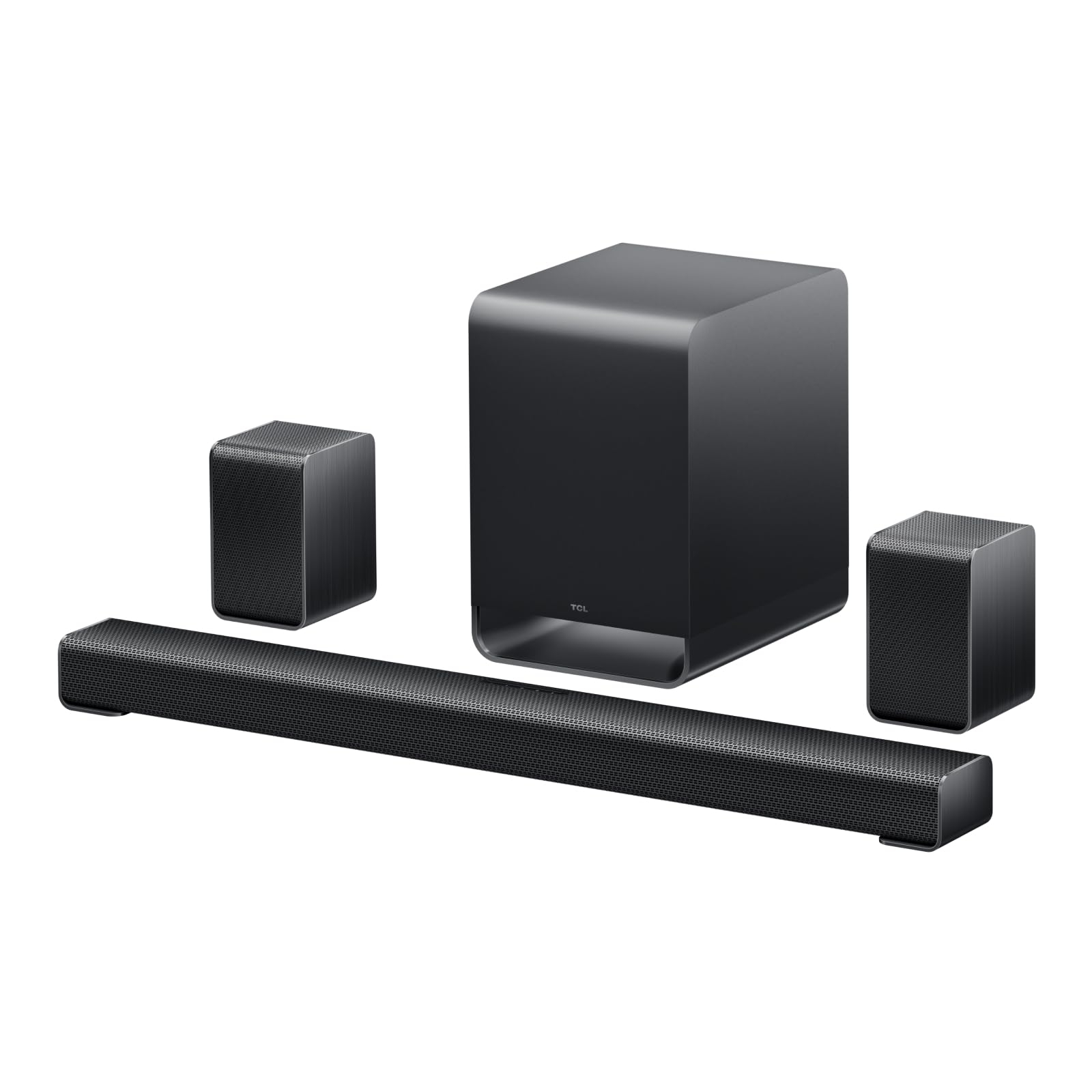 Barra de Sonido TCL S65K 5.1 Canales (Dolby Atmos, subwoofer inalámbrico, 2 satélites traseros, HDMI eARC, Bluetooth, en Amazon España)