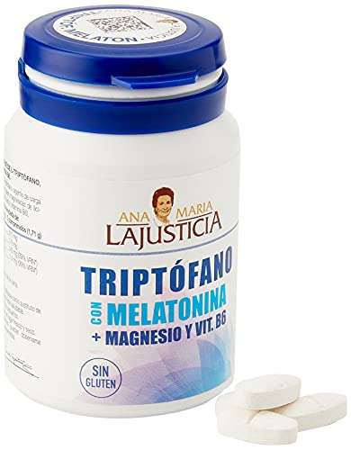 Ana Maria Lajusticia -Triptófano con melatonina + magnesio + VIT B6. Induce al sueño y mejora la calidad del sueño. Apto para veganos.