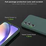 Funda Silicone para Samsung Galaxy A54 5G+Cristal Templado Protector,Carcasa Protectora Movil Silicona Ultra-Fina Gel Estuche - Verde Oscuro