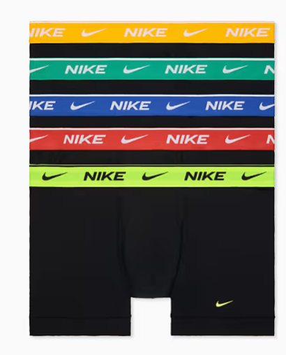Pack de 5 calzoncillos negros básicos con cinturillas de colores de algodón Essential Cotton de Nike (talla 54)