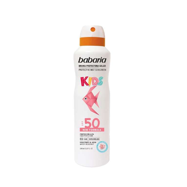 Babaria - Bruma Protectora Solar Infantil SPF50 UVA-UVB e Infrarrojos, Propiedades Hidratantes, Contiene Aloe Vera - 200 ml
